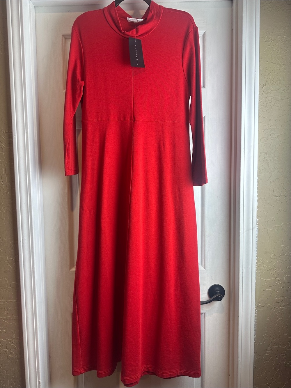 Brynn Walker Red Bamboo Organic Long Sleeve Oversized Maxi Dress  NWT